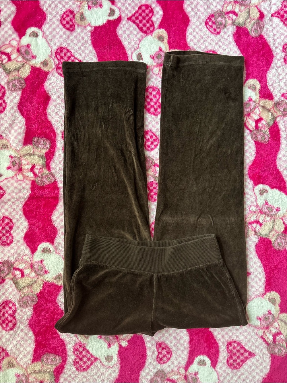 Y2K VTG Vintage brown velour low rise bootcut flare sweatpants